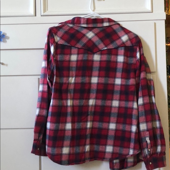Red White Blue Western Flannel with Button Details - Picture 4 of 4